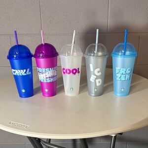 Starbucks Vibrant Cold Cups Set - Blue, Pink, White, Silver